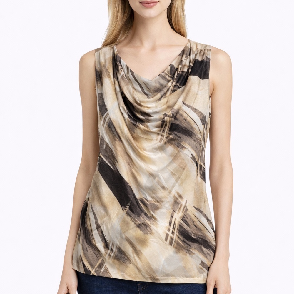 212 Collection Women's Cowl Neck Top - Tan And Black